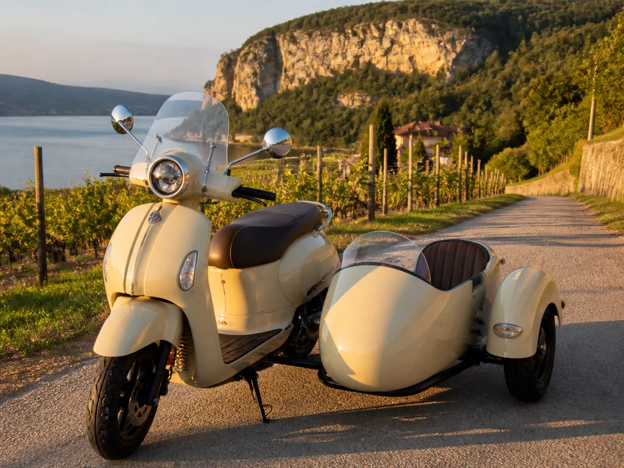 Yamaha Fazzio with sidecar — front